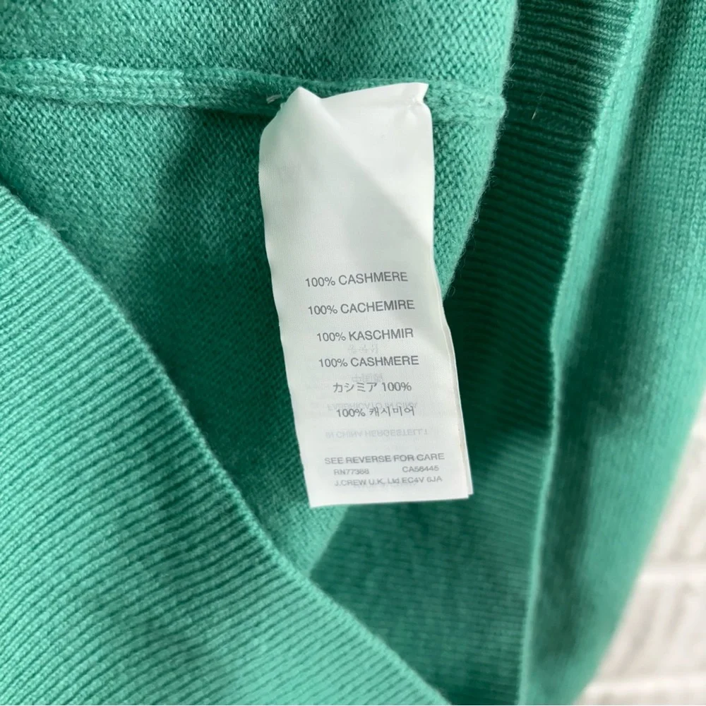J. Crew Collection 100% Cashmere Kelley Green V Neck Sweater NWT XS - Picture 5 of 5